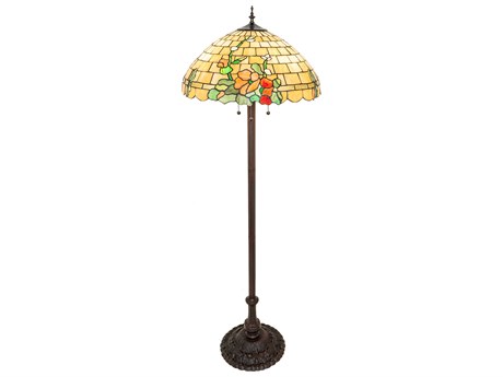 Meyda Duffner & Kimberly Hollyhock Mahogany Bronze Glass Tiffany Floor Lamp