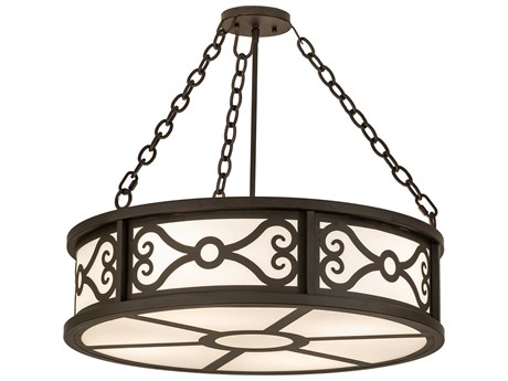Meyda 4-Light Oil Rubbed Bronze Glass Drum Semi Flush Mount