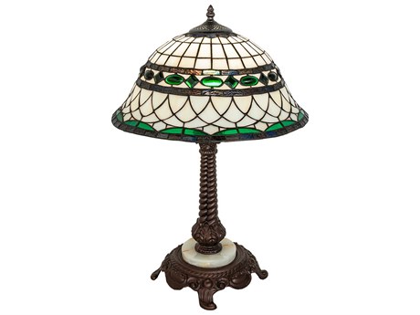 Meyda Tiffany Roman Mahogany Bronze Glass Table Lamp