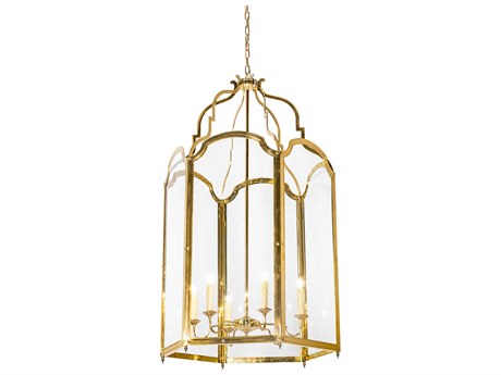 Meyda 6-Light Polished Brass Glass Candelabra Chandelier