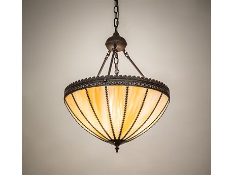 Meyda 3-Light Dark Roast Brass Glass Bowl Pendant