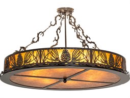 本当に信頼出来る商品 Meyda Mountain Pine 3-Light Bronze Glass Semi Flush Mount ルアー・フライ