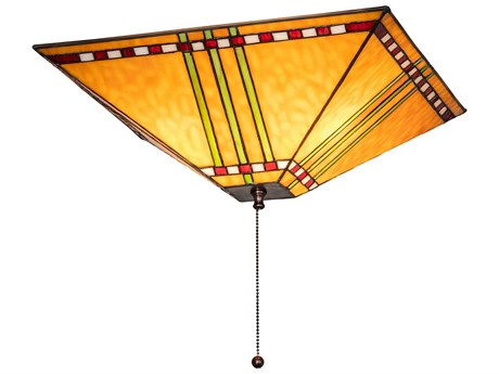 Meyda Prairie Corn Mahogany Bronze Glass Tiffany Empire Flush Mount