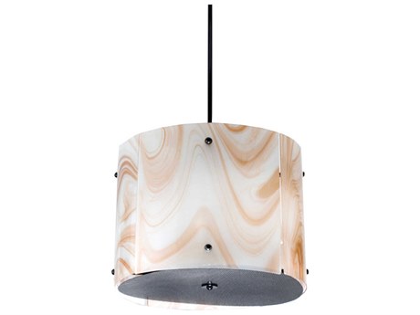 Meyda Metro 4-Light Black Glass Drum Pendant