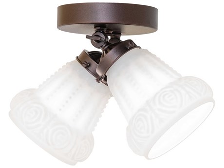 Meyda 2-Light Mahogany Bronze Glass Geometric Flush Mount