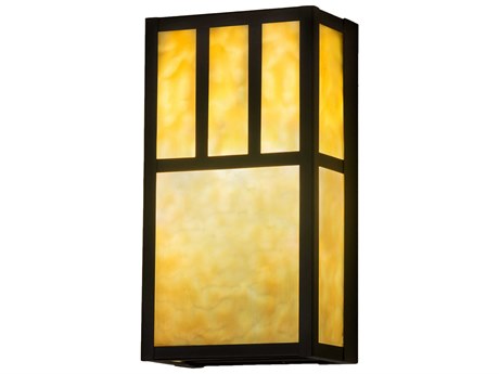 Meyda Hyde Park 2 - Light Outdoor Wall Light with Beige Glass Shade