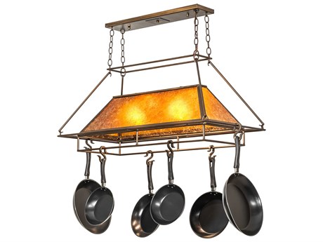 Meyda Mission Prime 2-Light Antique Copper Glass Island Pendant