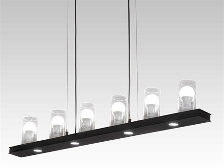 Meyda 6-Light Black Glass LED Linear Island Pendant