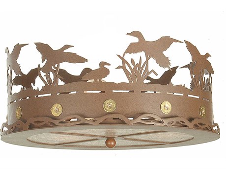 Meyda Ducks In Flight 3-Light Rust Brown LED Round Flush Mount
