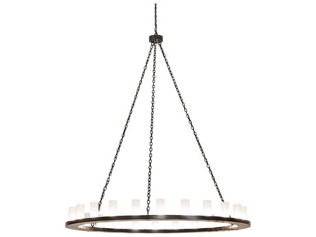 Meyda Loxley 24-Light Timeless Bronze Glass Cylinder Chandelier