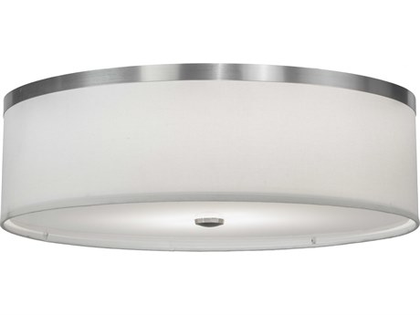 Meyda Cilindro 2-Light Nickel White Drum Flush Mount