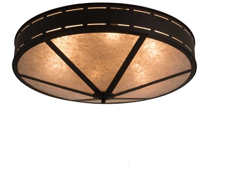 Meyda Craftsman 6-Light Oil Rubbed Bronze Glass Bowl Flush Mount