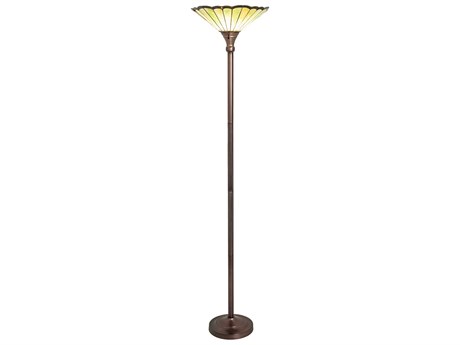 Meyda Caprice Mahogany Bronze Glass Tiffany Floor Lamp