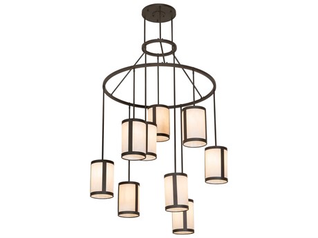 Meyda Cartier 9-Light Oil Rubbed Bronze Glass Cylinder Chandelier