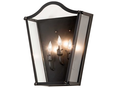 Meyda Austin 3-Light Black Glass Wall Sconce