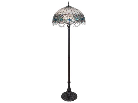 Meyda Angelica Mahogany Bronze Stained Glass Tiffany Floor Lamp