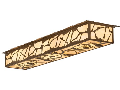Meyda Whispering Pines 6-Light Brown Metallic Glass Linear Flush Mount