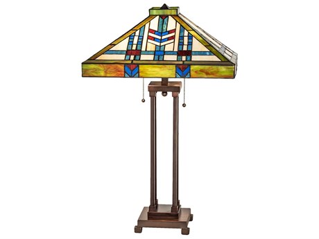 Meyda Prairie Wheat Mahogany Bronze Glass Tiffany Buffet Lamp