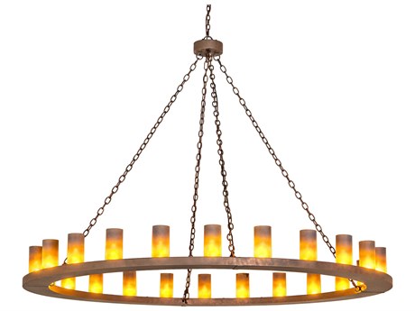Meyda Loxley 24-Light Rust Brown Glass Cylinder Chandelier
