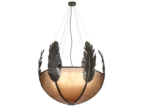 Meyda Feather 8-Light Statuary Bronze Metallic Pendant