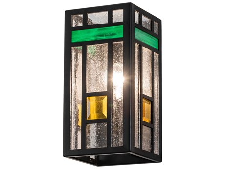 Meyda Polaris 1-Light Solar Matte Black Glass Wall Sconce