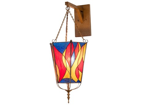Meyda 1-Light Bronze Glass Tiffany Wall Sconce