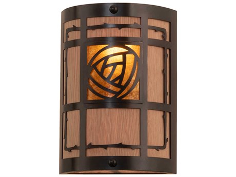 Meyda Bungalow 2-Light Craftsman Brown Glass Wall Sconce