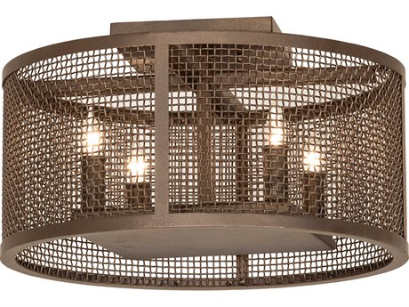 Meyda Cilindro 4-Light Bronze Drum Flush Mount