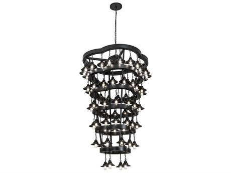 Meyda Cretella 72-Light Solar Black Glass Geometric Chandelier