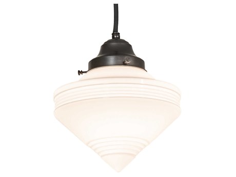 Meyda Revival Schoolhouse 1-Light Craftsman Brown Glass Mini Pendant