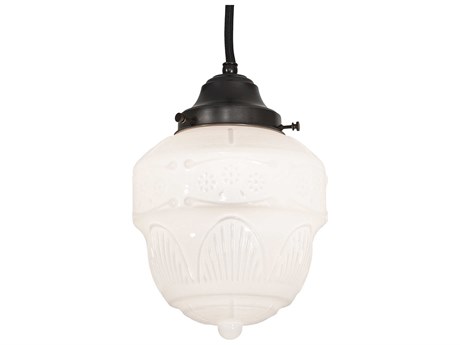 Meyda Revival Schoolhouse 1-Light Craftsman Brown Glass Mini Pendant