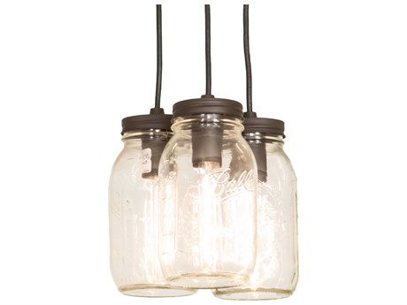 Meyda Mason Jar 3-Light Oil Rubbed Bronze Glass Mini Pendant