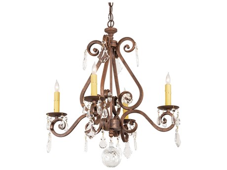 Meyda Adrianna 4-Light Rust Crystal Copper Candelabra Chandelier