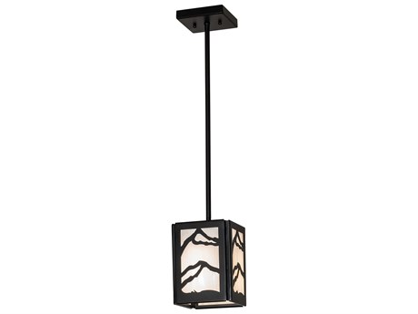 Meyda Mountain Range 1-Light Solar Black Glass Mini Pendant
