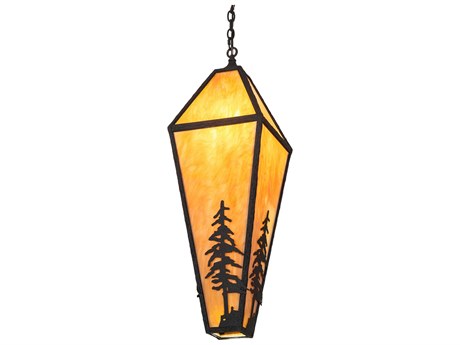 Meyda Lone Pine 4-Light Black Glass Pendant