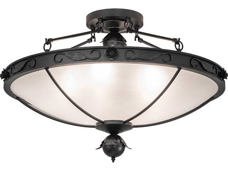 Meyda Arabesque 5-Light Textured Black Glass Bowl Semi Flush Mount