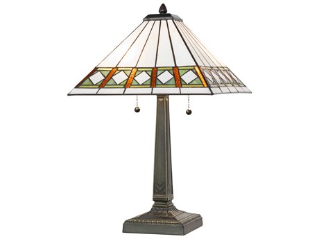 Meyda Diamond Band Mission Mahogany Bronze Table Lamp