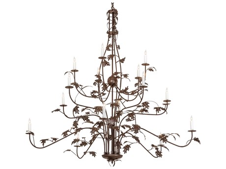 Meyda Oak Leaf 15-Light Brown Chandelier