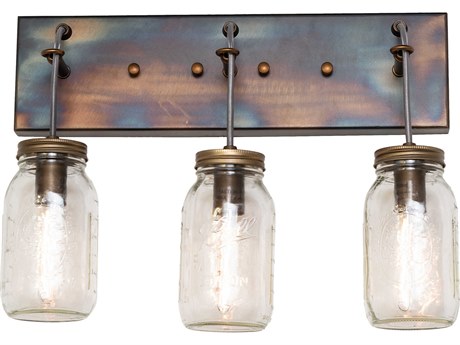 Meyda Mason Jar 3-Light Light Burnished Antique Copper Vanity