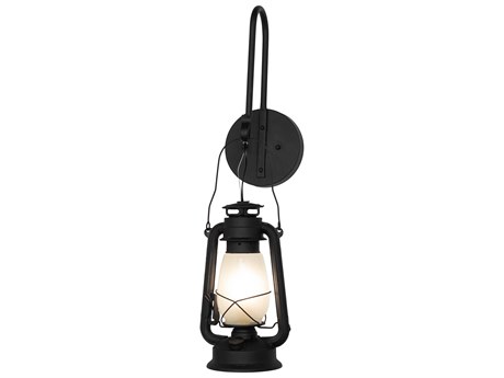 Meyda Miners Lantern 1-Light Costello Black Glass Wall Sconce