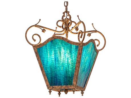 Meyda Terena 4-Light Spanish Gold Glass Pendant