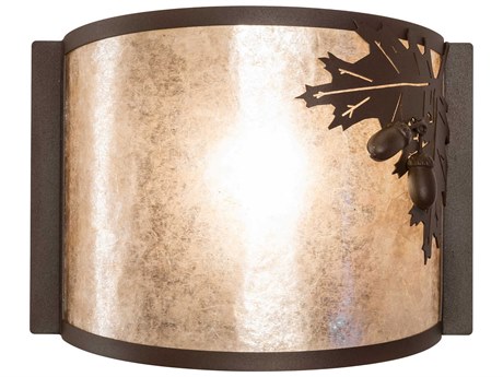 Meyda Oak Leaf & Acorn 1-Light Rust Brown Glass Wall Sconce