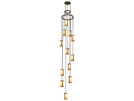 Meyda Cartier 12-Light Mahogany Bronze Cylinder Pendant
