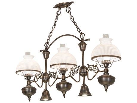 Meyda 6-Light Antique Craftsman Brown Glass Dome Island Pendant