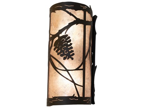 Meyda Whispering Pines 2-Light Oil Rubbed Bronze Glass Wall Sconce
