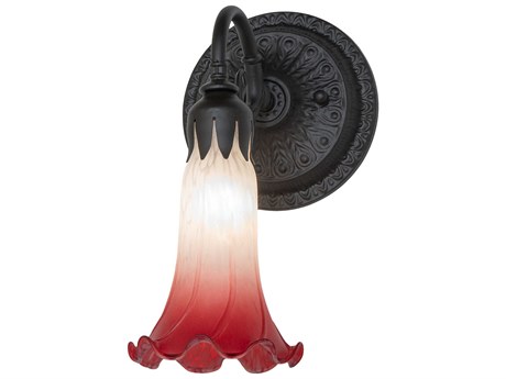Meyda Pond Lily 1-Light Oil Rubbed Bronze Glass Wall Sconce
