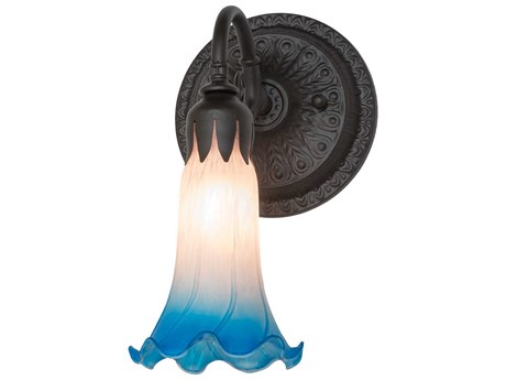 Meyda Pond Lily 1-Light Oil Rubbed Bronze Glass Wall Sconce