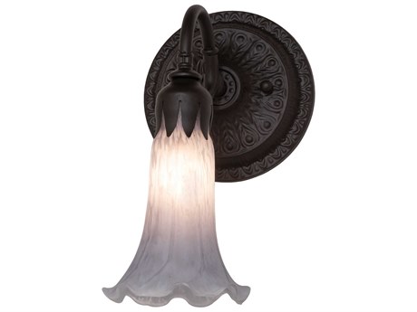 Meyda Pond Lily 1-Light Oil Rubbed Bronze Glass Wall Sconce