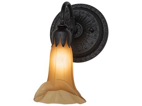 Meyda Pond Lily 1-Light Oil Rubbed Bronze Glass Wall Sconce