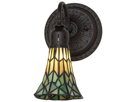 Meyda Stained Glass Pond Lily 1-Light Oil Rubbed Bronze Tiffany Wall Sconce